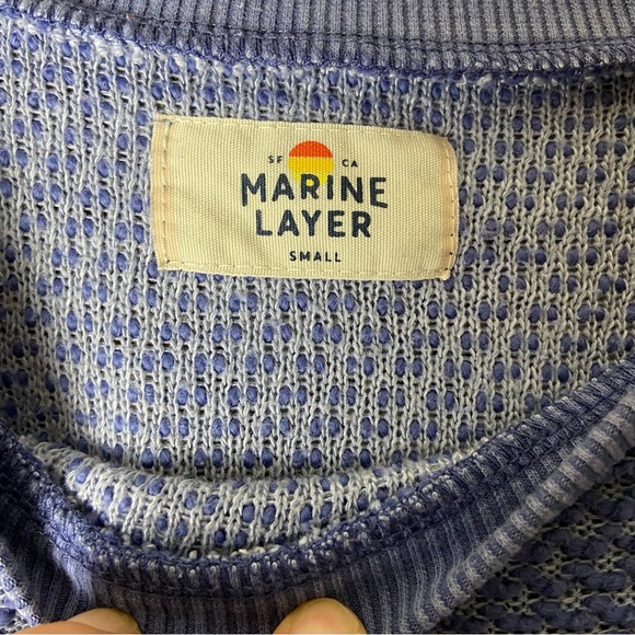 Marine Layer Birdseye Sweatshirt Womens Small Blue Textured Cozy Casual Pullover - Picture 6 of 6